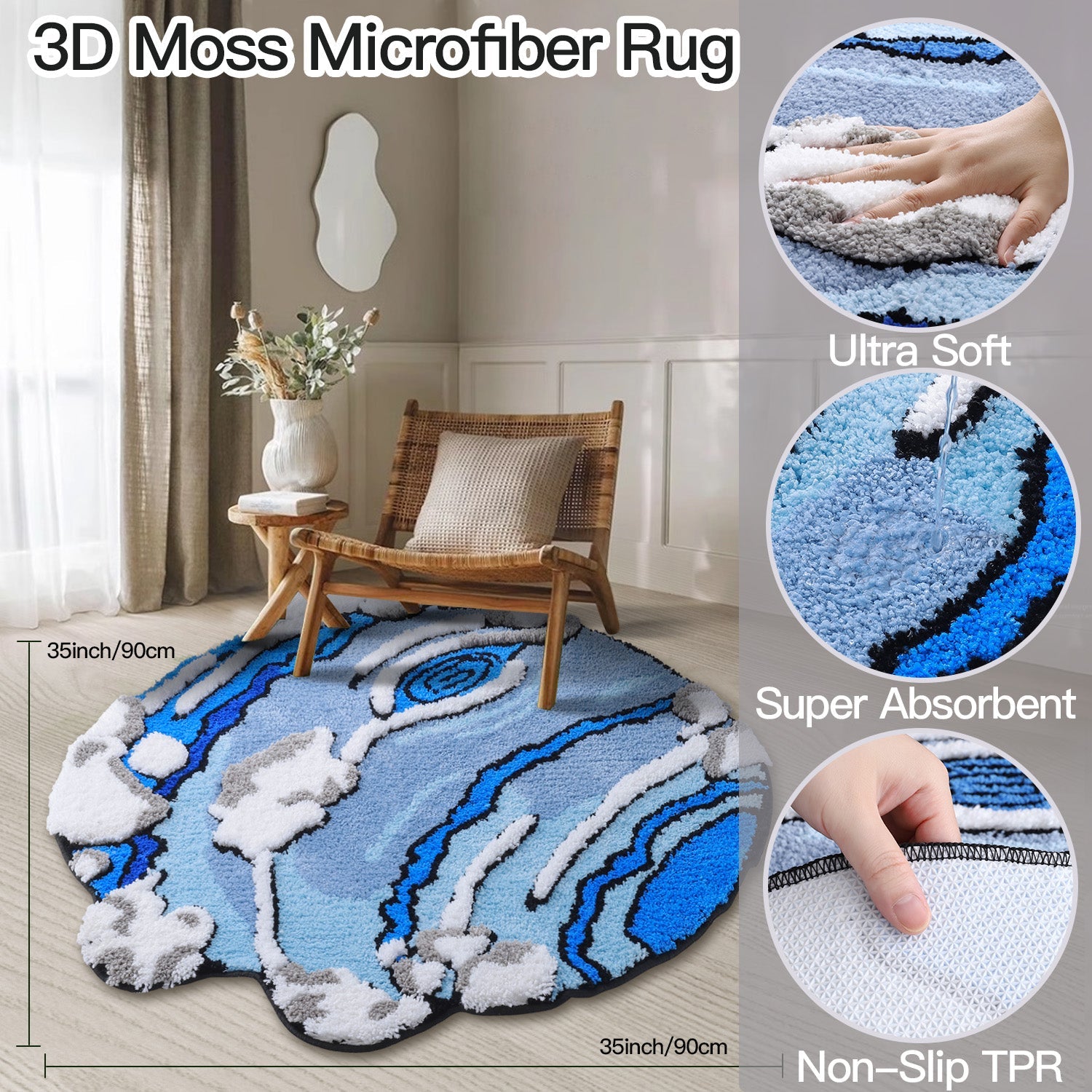 Color Rug For Bedroom - Non Slip Absorbent Floor Mat For Bathroom - Cute Washable Small Shower Mat - Aesthetic Modern Home Decoration Birthday Gifts, Thanksgiving Day Decor, Christmas Decor Home Decor