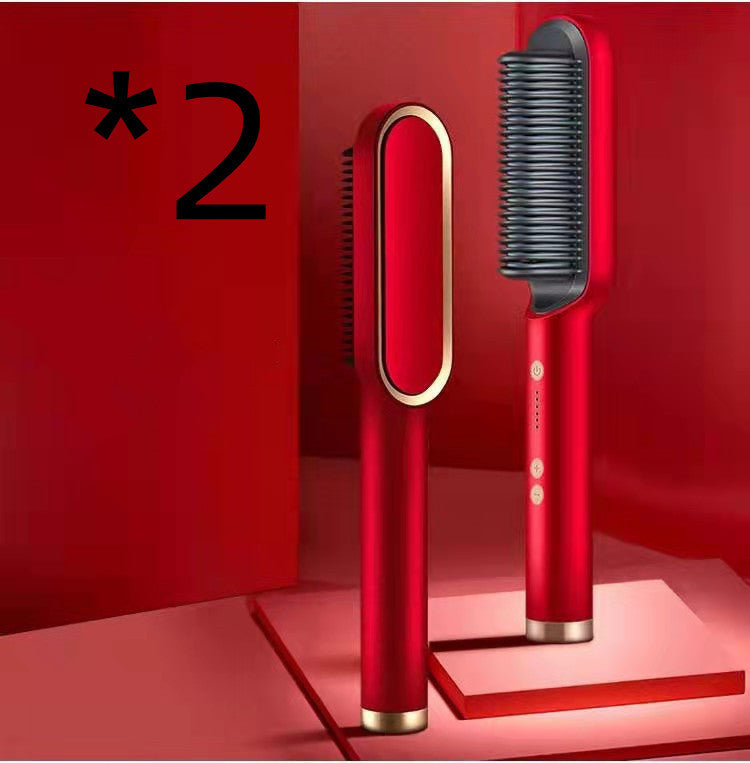 Electric Hair Brush Straightener & Curler | Dual-Purpose Negative Ion Hot Comb