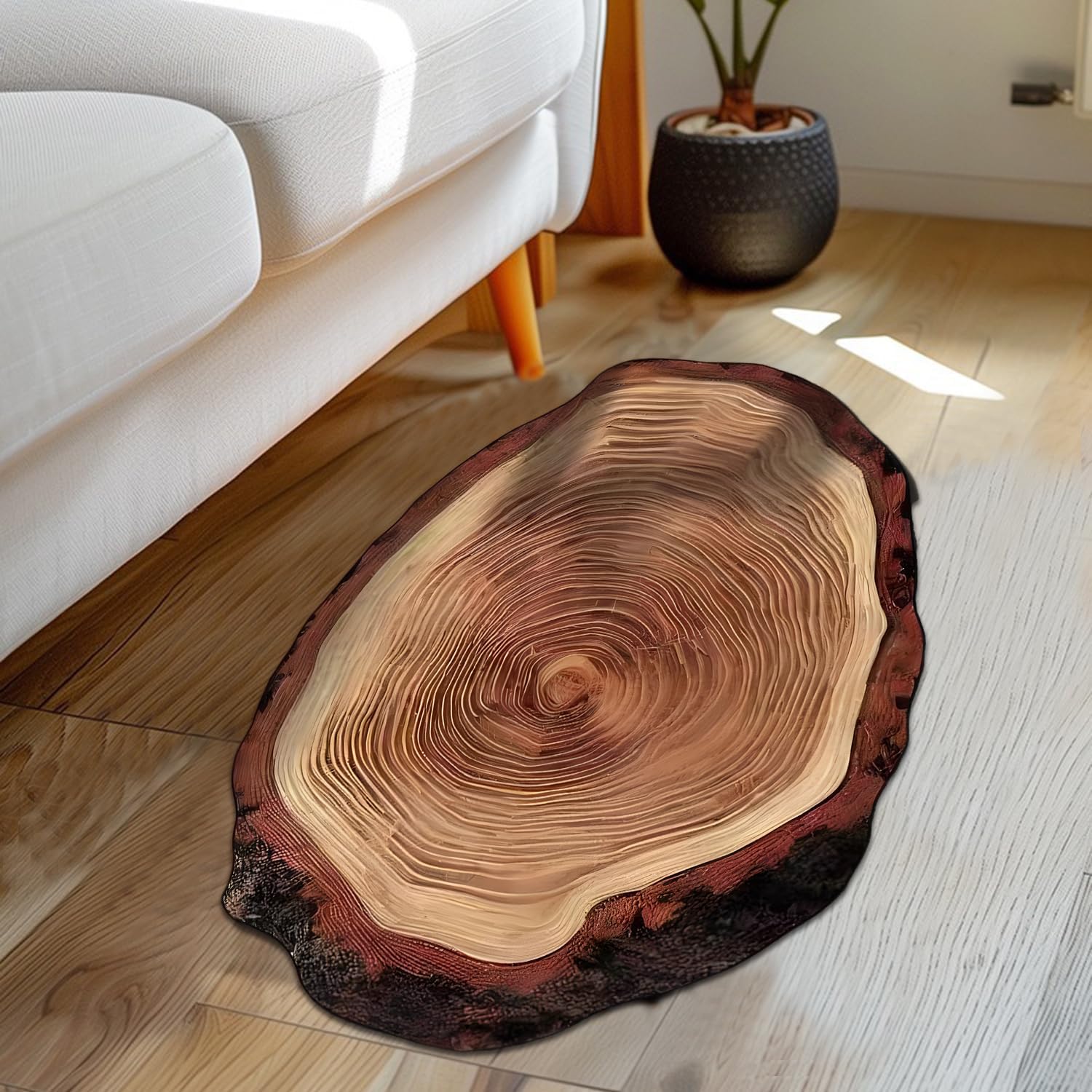 Brown Wood Grain Bath Mat Cute Annual Ring Bathroom Rugs Funny Non Slip Bathtub Decor Mats Super Absorbent Floor Carpet Machine Washable Quick Dry Bathmat For Tub, Shower Bedroom Kitchen 23.6x35.4IN